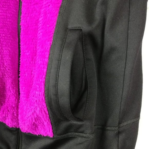 Fila Sport Womens Jacket Fleece Faux Fur Purple Black Full Zip Pockets Front M - Picture 6 of 12